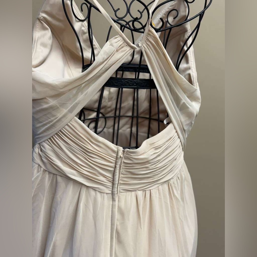 Kennedy Blue , Elegant Cream Maxi Dress with Ruched Detail - Picture 5 of 11